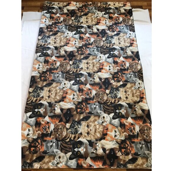 Multi Cat Print Fleece Blanket Bedspread 80s 90s - Picture 3 of 5